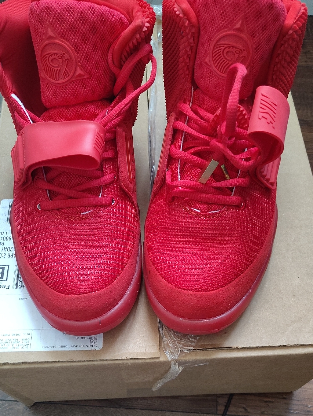 Nike !Yeezy Bright Red Athletic Sneakers